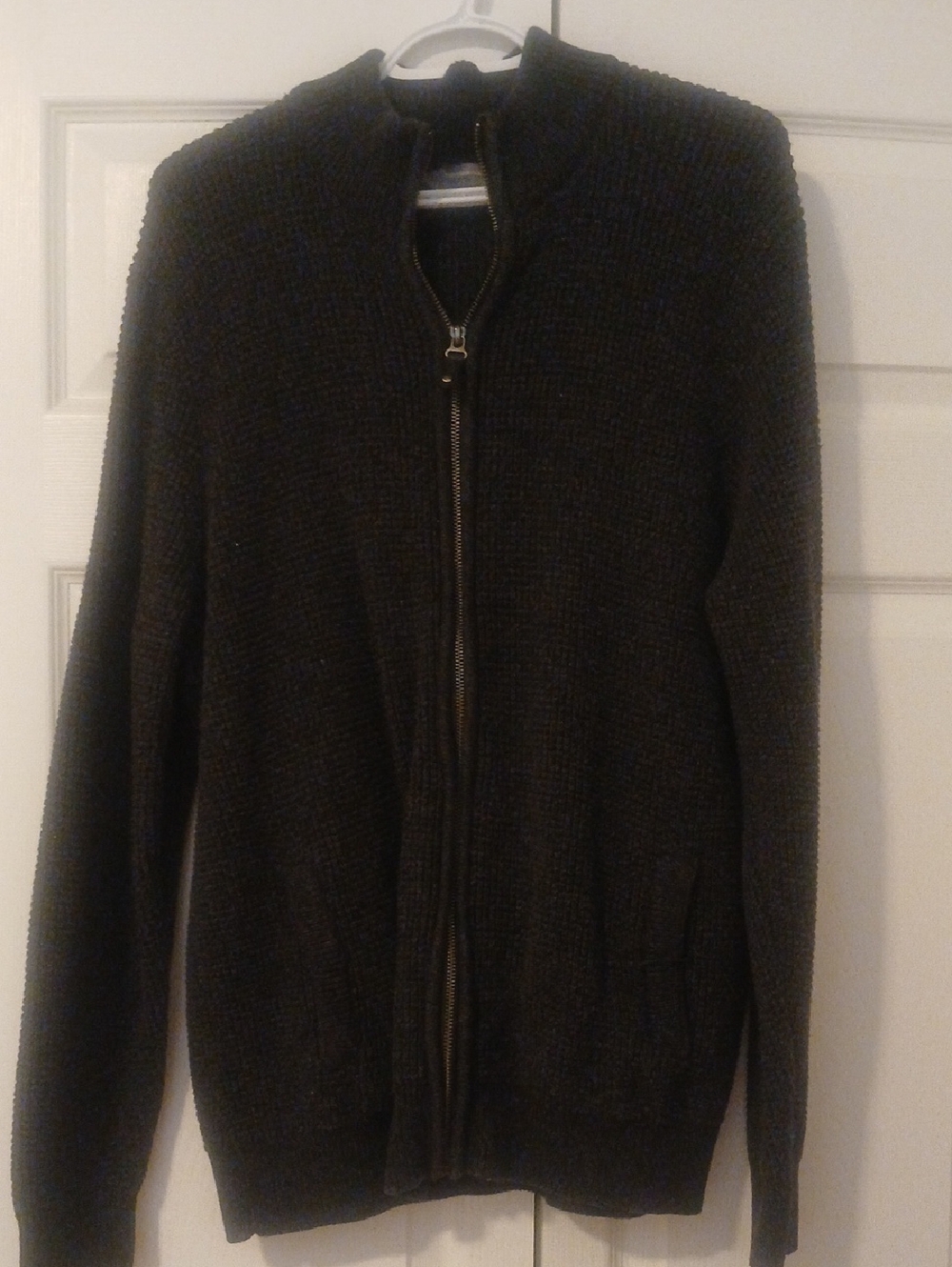 Denver Hayes Charcoal Full-Zip Knit Sweater